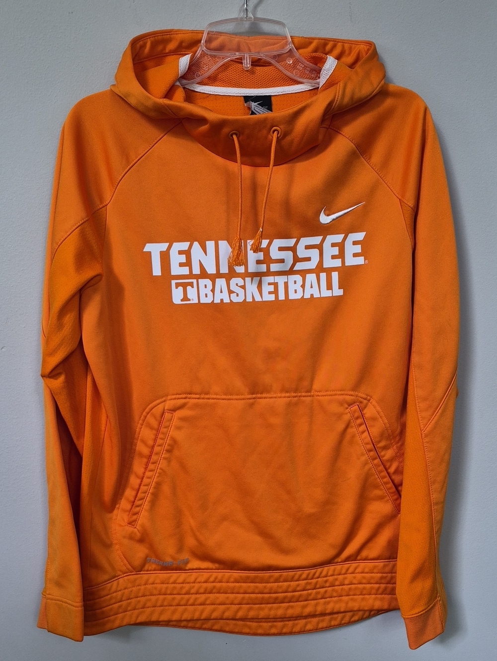 NCAA Tennessee Basketball Nike Therma Fit Pullover Hoodie Orange White Spell Out